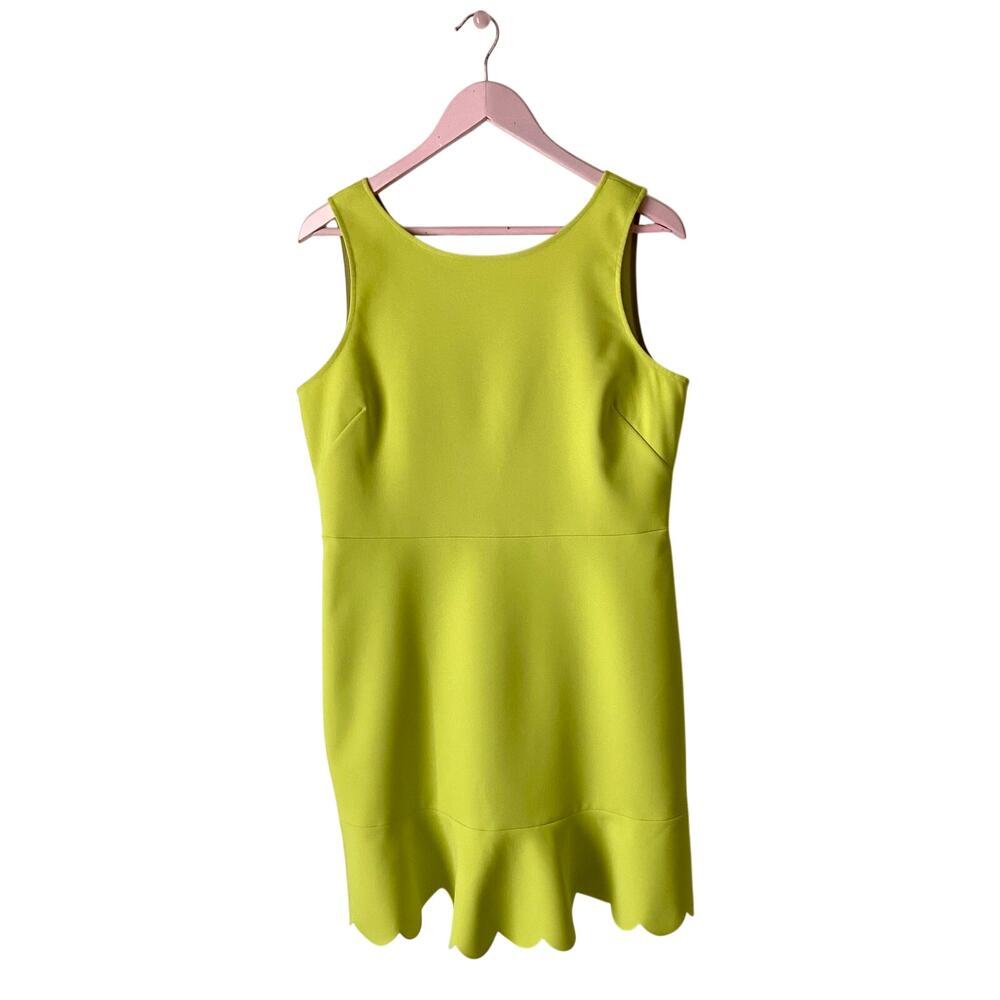 J. Crew Neon Chartreuse Scalloped Hem Dress